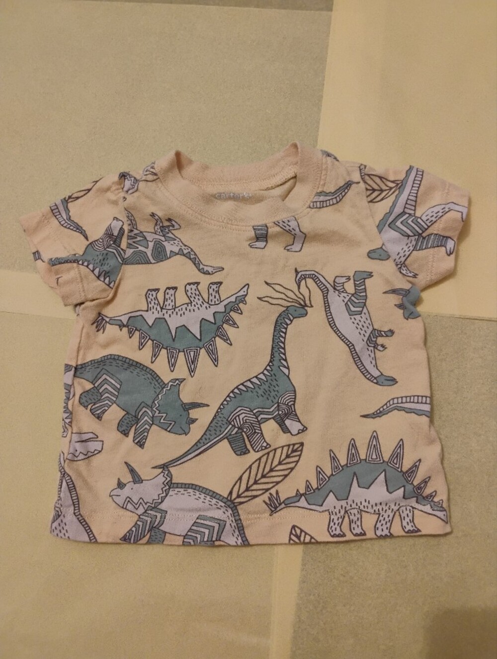 Carter's Yellow Short-Sleeve Tee with Teal & Gray Dinosaurs 3m